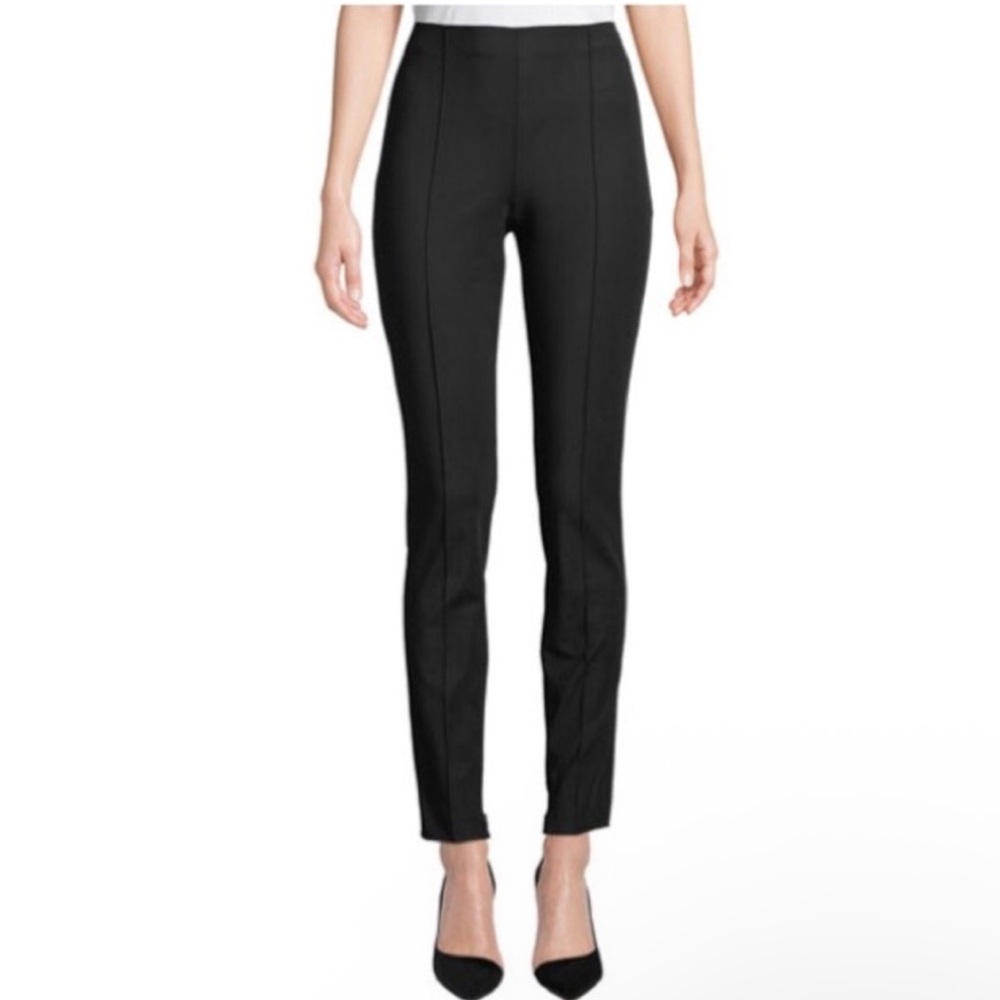 Theory Double Stretch Pintuck Seamed Legging Pant Black 6